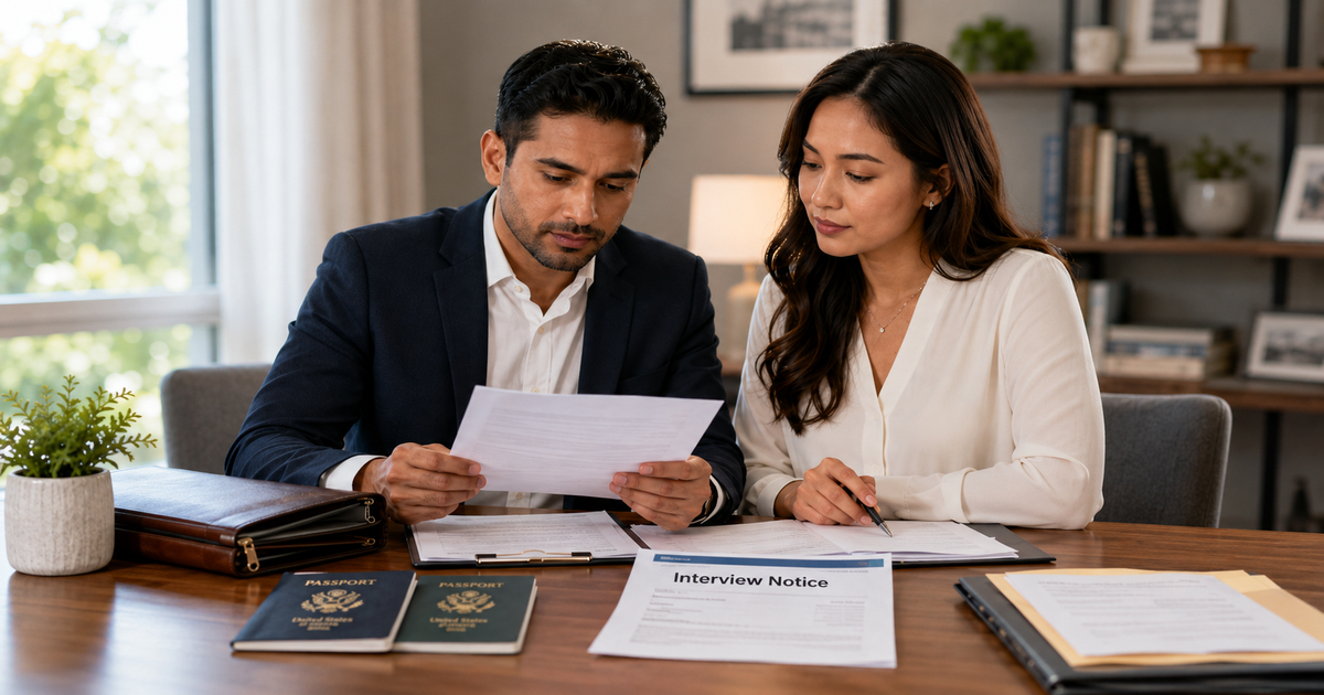 Couple Preparing For Immigration Interview