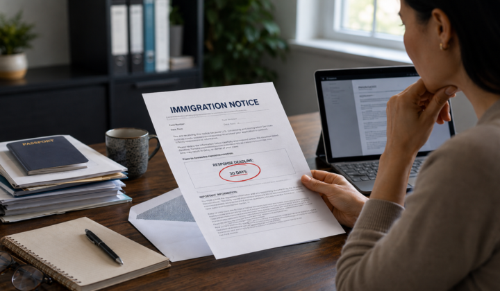 Woman Reviewing Immigration Notice