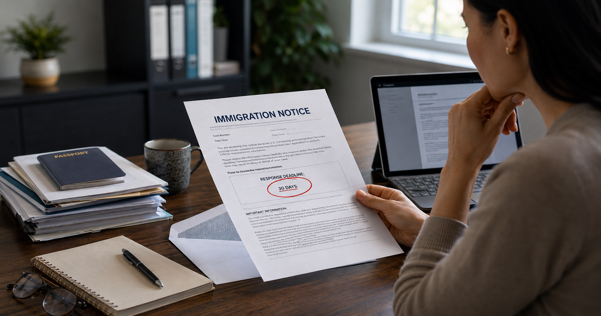 Woman Reviewing Immigration Notice